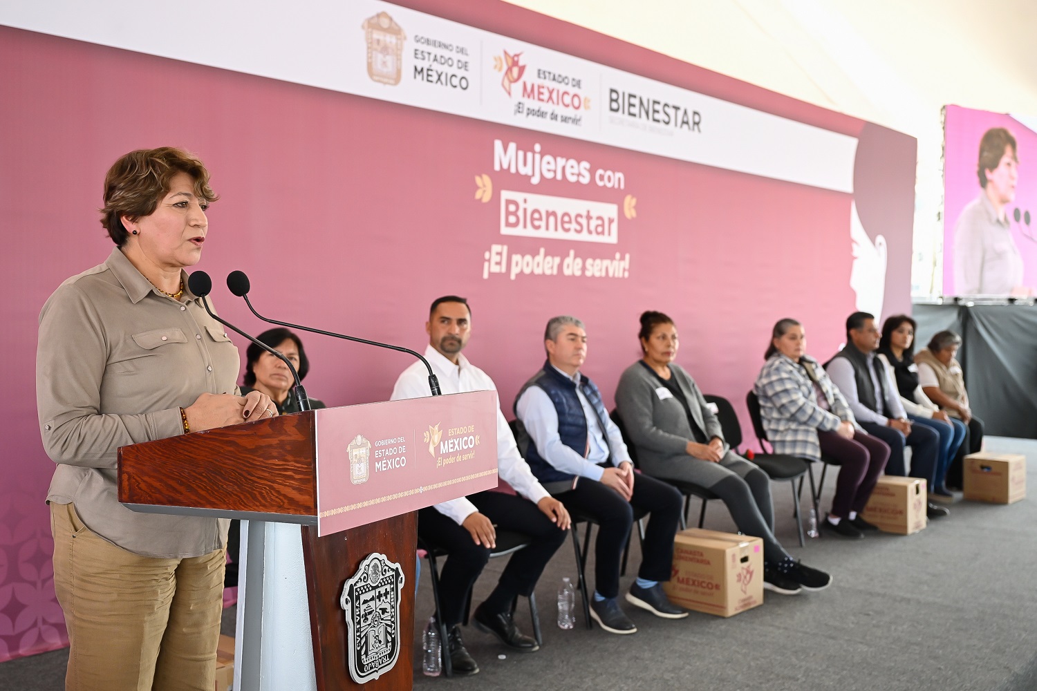 Mensaje de la Gobernadora Constitucional del Estado de México, Maestra Delfina Gómez Álvarez, durante la entrega de Tarjetas “Mujeres con Bienestar” y Canastas Alimentarias